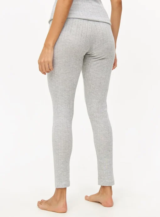 Grey Pointelle Maximum-Warmth Thermal Leggings M