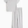 Grey Pointelle Ribbed Pyjama Set 8-9 years