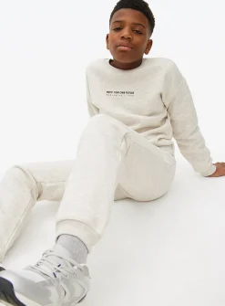 Grey Print Slogan Sweatshirt & Joggers Set 5 years