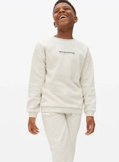 Grey Print Slogan Sweatshirt & Joggers Set 5 years