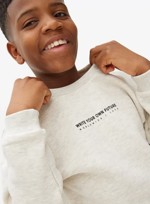 Grey Print Slogan Sweatshirt & Joggers Set 5 years