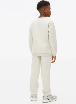 Grey Print Slogan Sweatshirt & Joggers Set 5 years