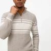 Grey Quarter Zip Stripe Detail Jumper S