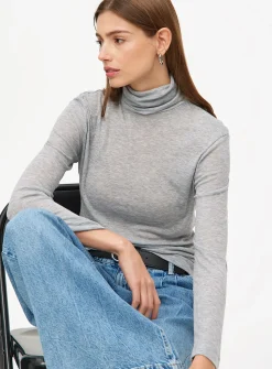 Grey Roll Neck Long Sleeve Top 16