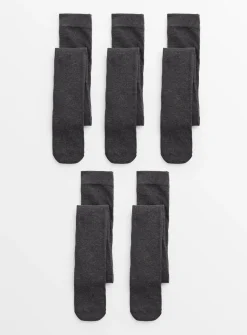 Grey Seamless Toe Tights 5 Pack 3-4 years