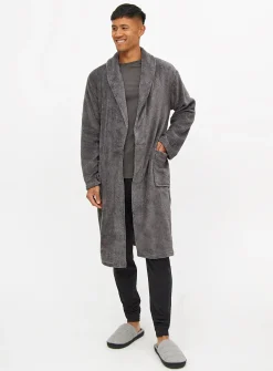Grey Soft Fleece Dressing Gown XXL