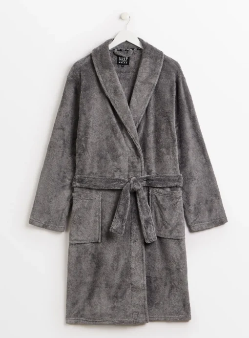 Grey Soft Fleece Dressing Gown XXL