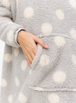 Grey Spot Borg Fleece Hooded Blanket XL