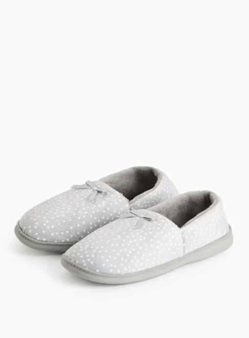 Grey Spot Print Full Slippers 4