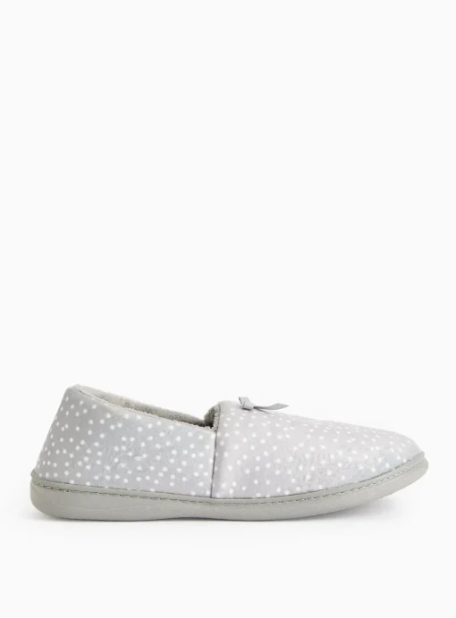 Grey Spot Print Full Slippers 4