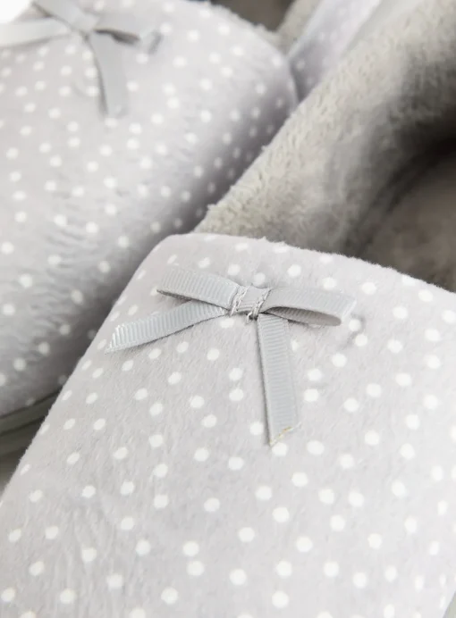 Grey Spot Print Full Slippers 4