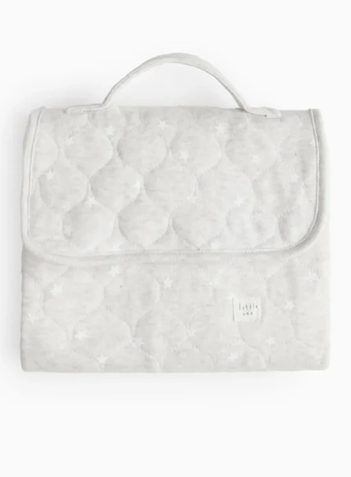 Grey Star Print Quilted Changing Mat One Size