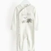 Grey Stripe Daddy Loves Me Slogan Sleepsuit Up to 3 mths