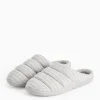 Grey Stripe Mule Slippers S