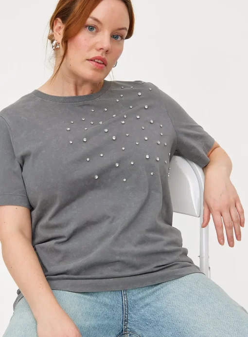 Grey Studded Short Sleeve T-Shirt 14