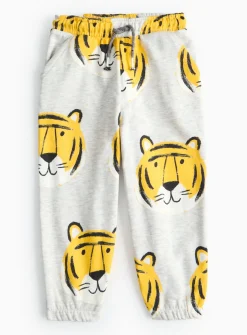 Grey Tiger Print Cuffed Joggers 1-2 years
