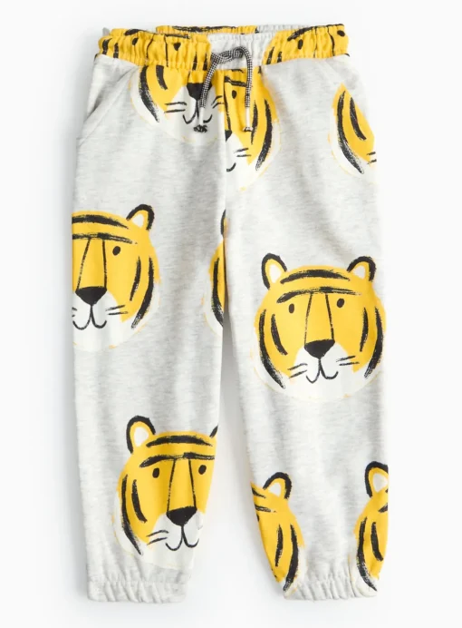 Grey Tiger Print Cuffed Joggers 1-2 years