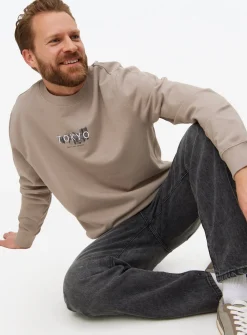 Grey Tokyo Slogan Sweatshirt L