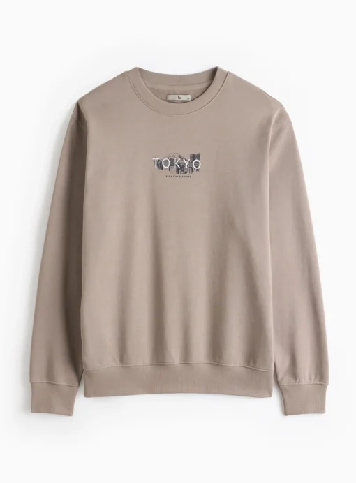 Grey Tokyo Slogan Sweatshirt L