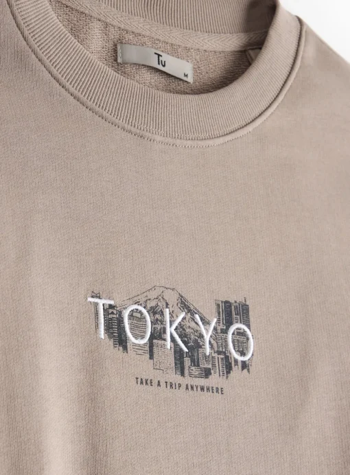 Grey Tokyo Slogan Sweatshirt L