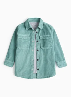 Grey T-Shirt & Green Corduroy Shirt Set 10 years