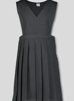 Grey V-Neck Pleated Pinafore Dress 3 years