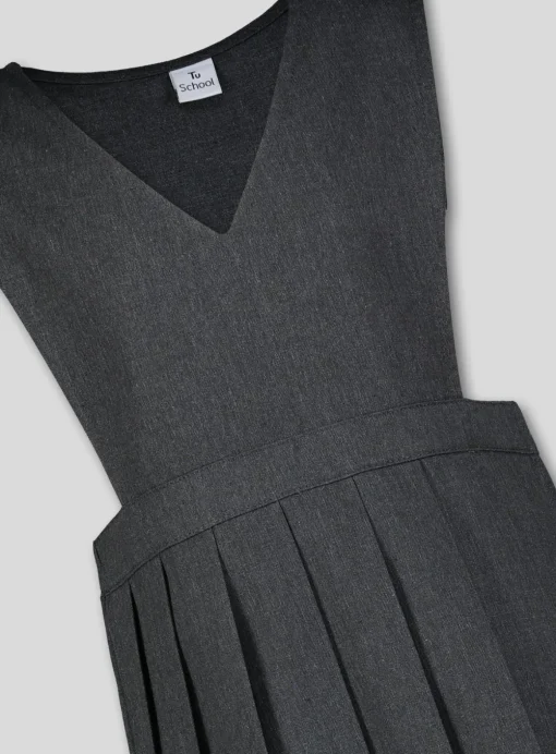 Grey V-Neck Pleated Pinafore Dress 3 years