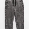 Grey Washed Loopback Jeans 1-2 years
