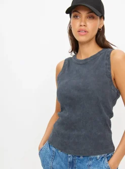 Grey Washed Ribbed Vest Top 26