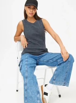 Grey Washed Ribbed Vest Top 26
