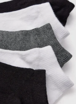 Grey, White & Black Unisex Trainer Socks 5 Pack 6-8.5