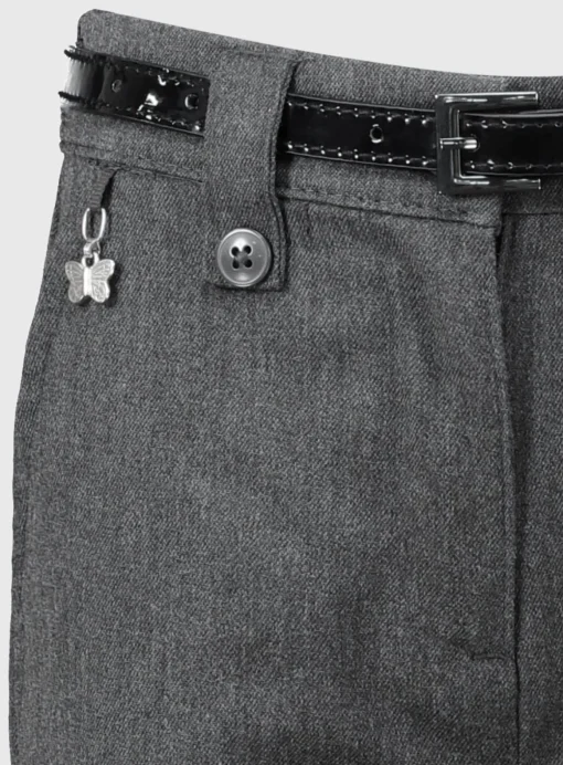 Grey Woven Belted School Trousers 3 years