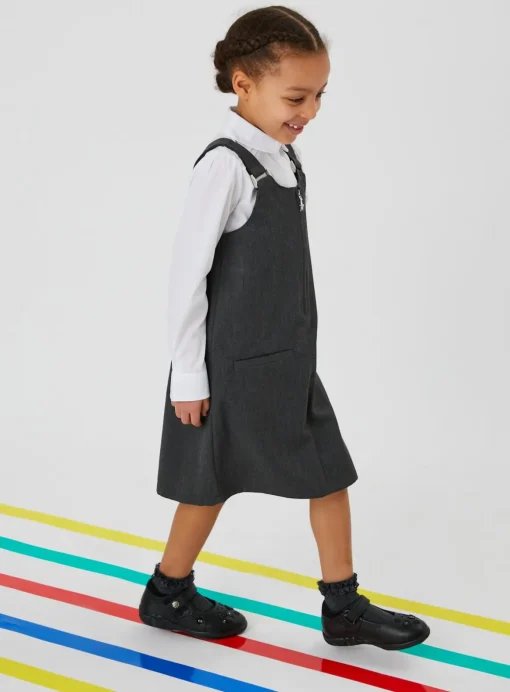 Grey Zip Front Pinafore Dress 6 years
