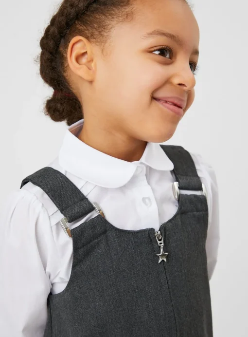 Grey Zip Front Pinafore Dress 6 years