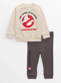 Halloween Ghostbusters Beige Sweatshirt & Brown Leggings Set 3-6 months