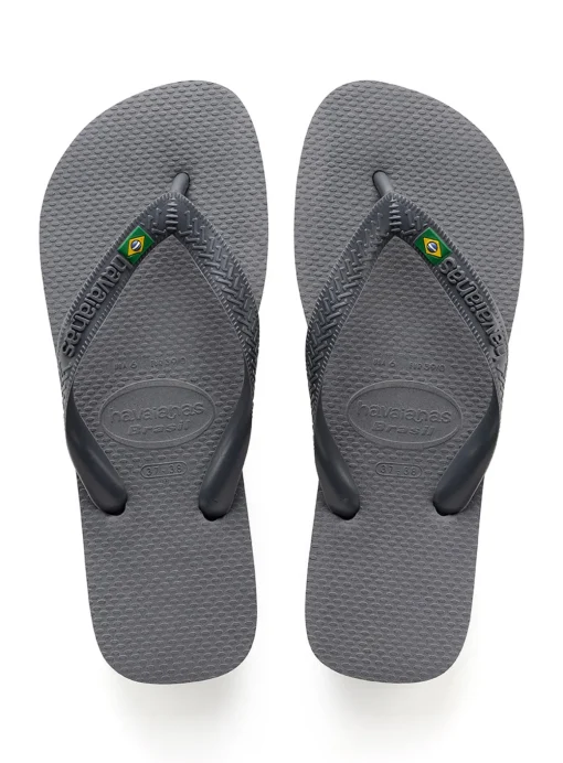HAVAIANAS Brasil Flip Flops Steel Grey 39/40