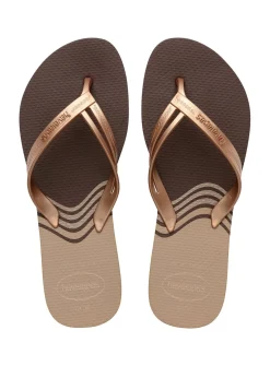 HAVAIANAS Elegance Print Flip Flops Brown 35/36