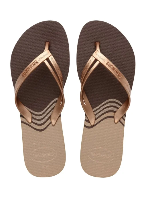 HAVAIANAS Elegance Print Flip Flops Brown 35/36