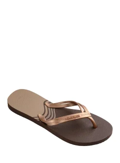 HAVAIANAS Elegance Print Flip Flops Brown 35/36