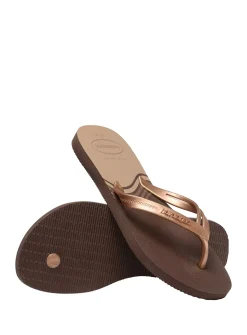 HAVAIANAS Elegance Print Flip Flops Brown 35/36