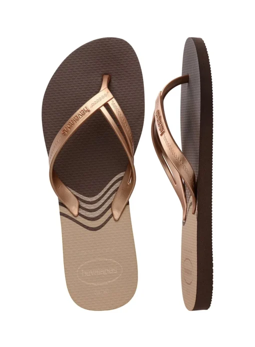 HAVAIANAS Elegance Print Flip Flops Brown 35/36