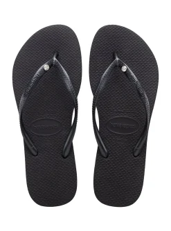 HAVAIANAS Slim Crystal Sw Ii Flip Flops Black 35/36