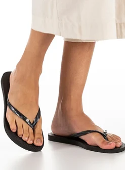 HAVAIANAS Slim Crystal Sw Ii Flip Flops Black 35/36