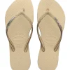 HAVAIANAS Slim Sparkle Ii Flip Flops Sand Grey 35/36