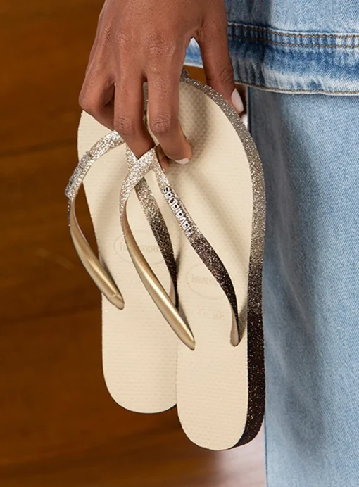 HAVAIANAS Slim Sparkle Ii Flip Flops Sand Grey 35/36