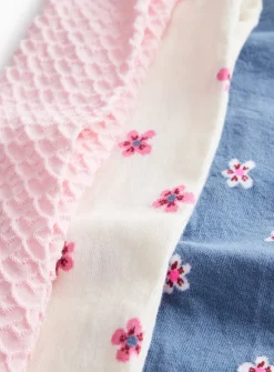 Heart Textured & Floral Print Tights 3 Pack 3-4 years