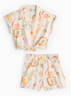 Holiday Print Tie-Front Shirt & Shorts Set 6 years