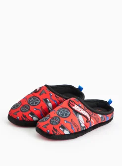 Hot Wheels Red Printed Slippers 10-11 Infant