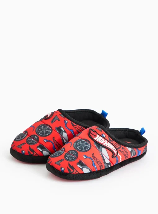 Hot Wheels Red Printed Slippers 10-11 Infant