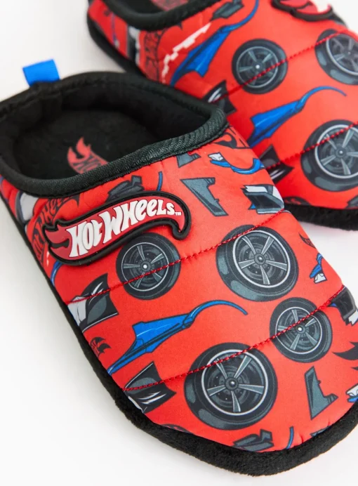 Hot Wheels Red Printed Slippers 10-11 Infant